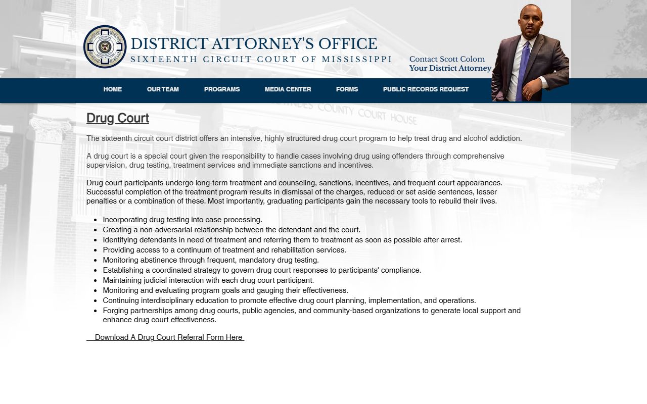 Noxubee County arrest records and court charges drug court program page