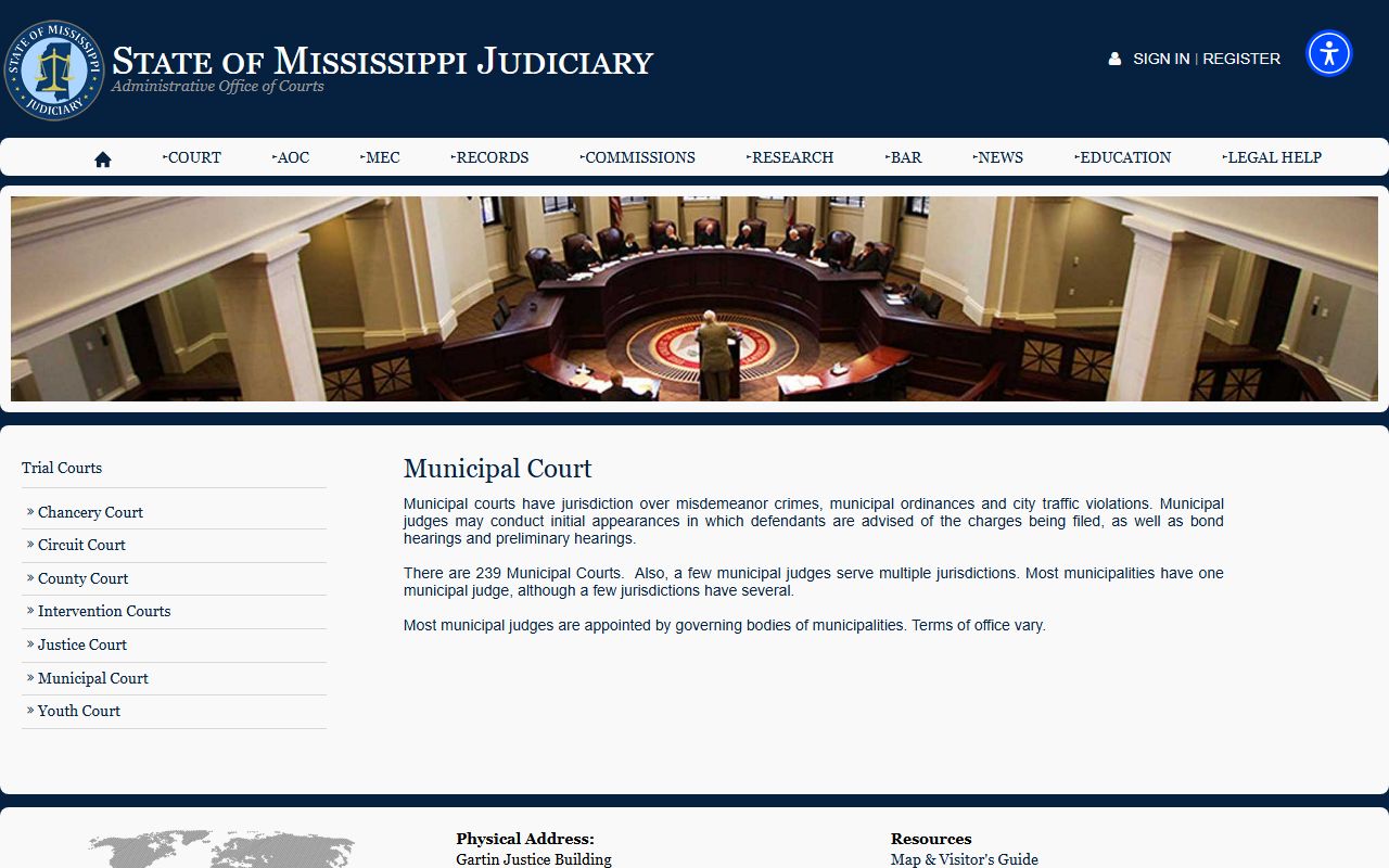 Noxubee County court dockets and the Mississippi Municipal Court jurisdiction page