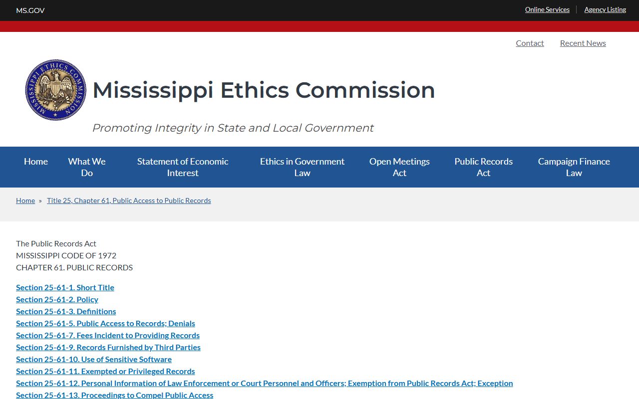 Noxubee County court records public access under the Mississippi Public Records Act page