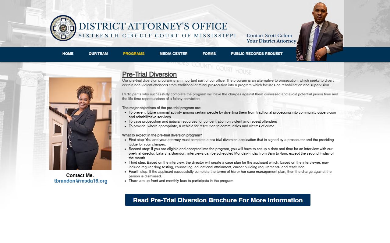 Noxubee County criminal court records and Sixteenth Circuit pre-trial diversion program