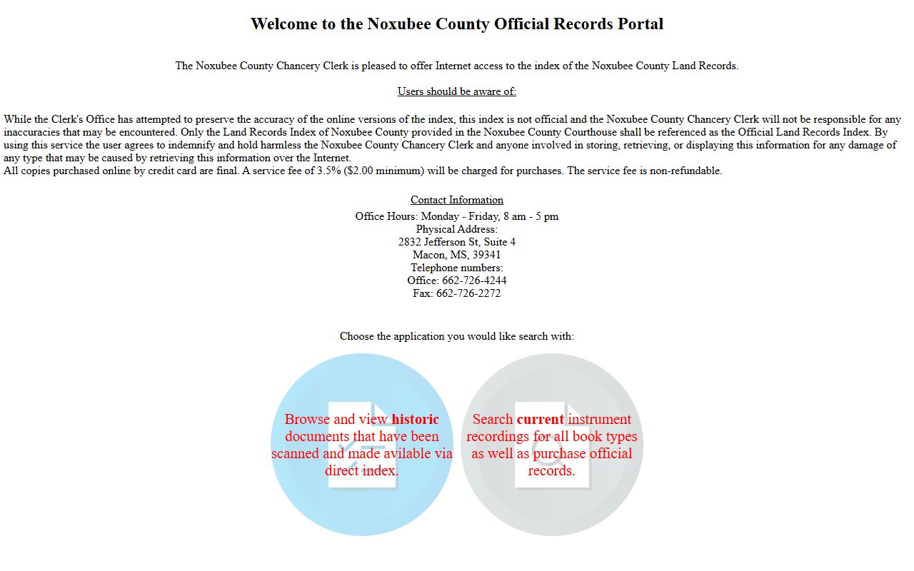 Noxubee Chancery official records portal for Noxubee County land and court records