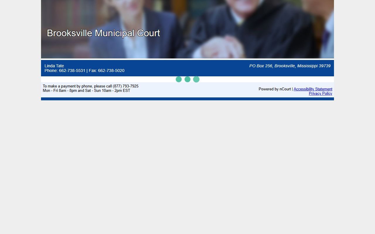 Noxubee County Brooksville municipal traffic court records citation payment screen