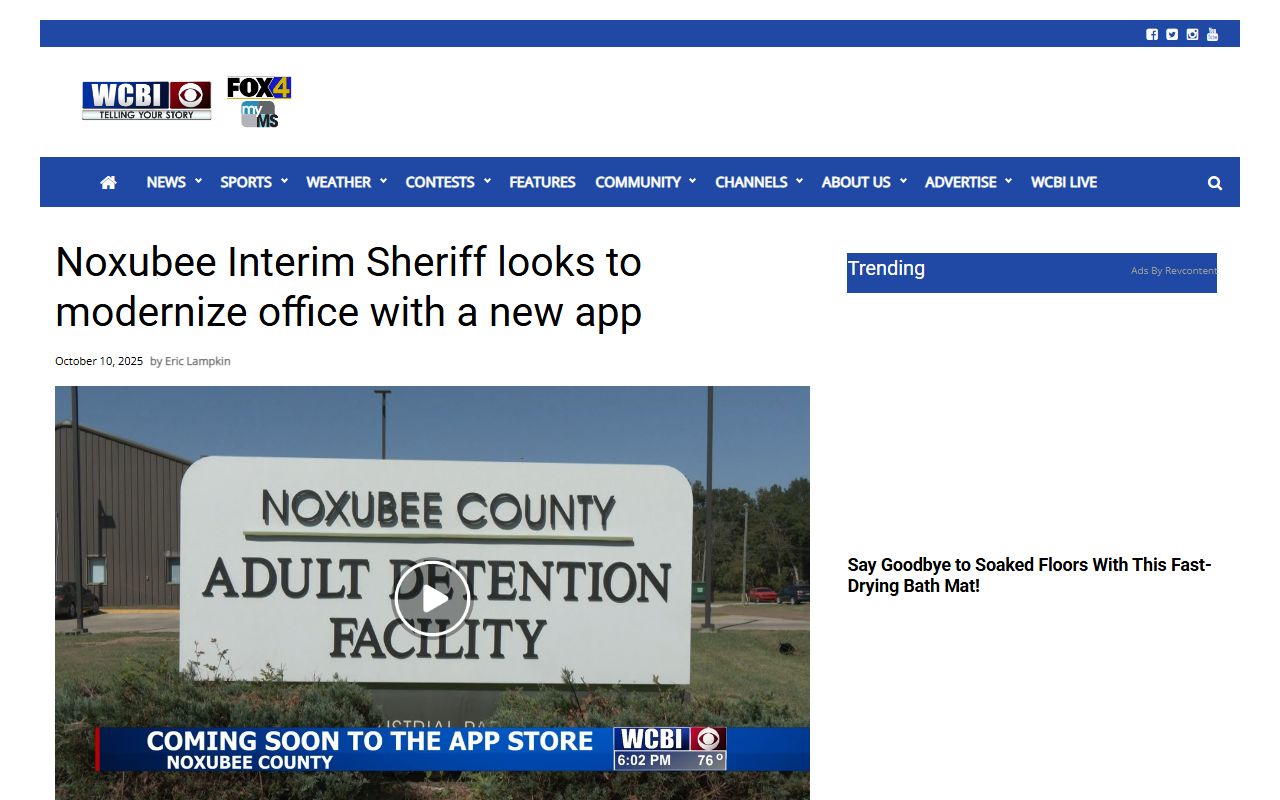 Noxubee County sheriff app modernization news report unrelated to warrant lookup