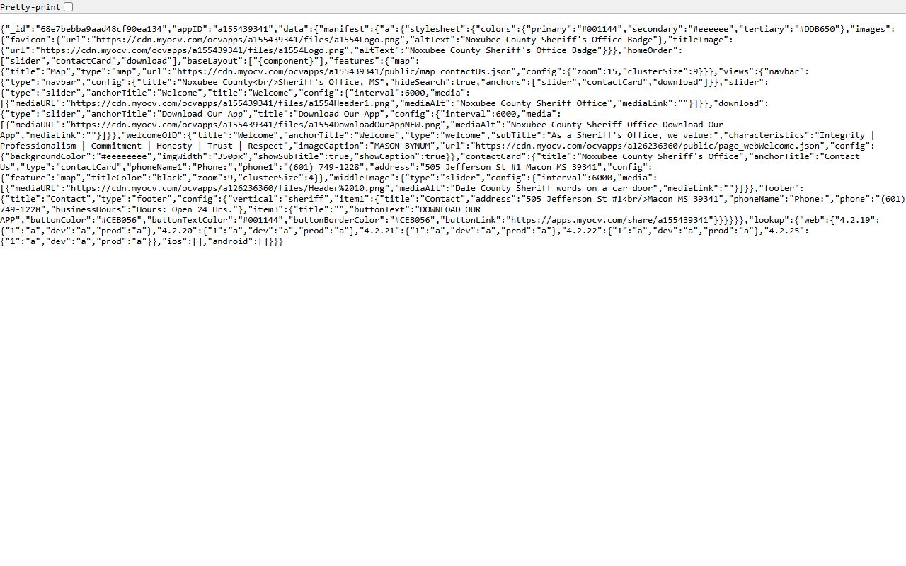 Noxubee County Sheriff Office web manifest showing no online warrant search module